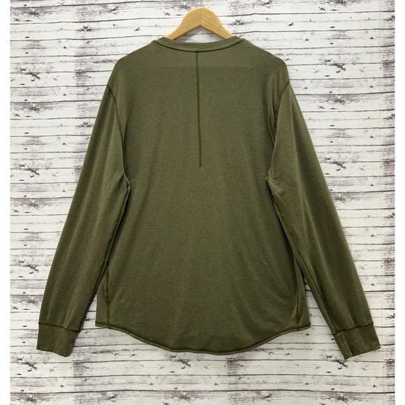 Lululemon Henley Shirt Men's XL Military Green Performance Active Stretch READ - Picture 2 of 7